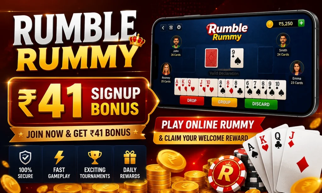 Rumble Rummy Signup Bonus ₹41 – Start Playing Online Rummy Today